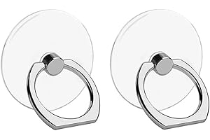 VOVIGGOL Transparent Phone Ring Holder Stand 2 Pcs, 360° Rotation Cell Phone Ring Holder Mobile Finger Kickstand Hand Phone Grip for iPhone, Clear Phone Ring for Phone Case (Round)