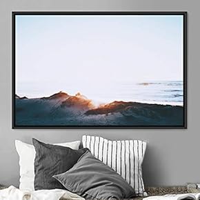 signwin Framed Canvas Wall Art Blue Sunset Abstract...