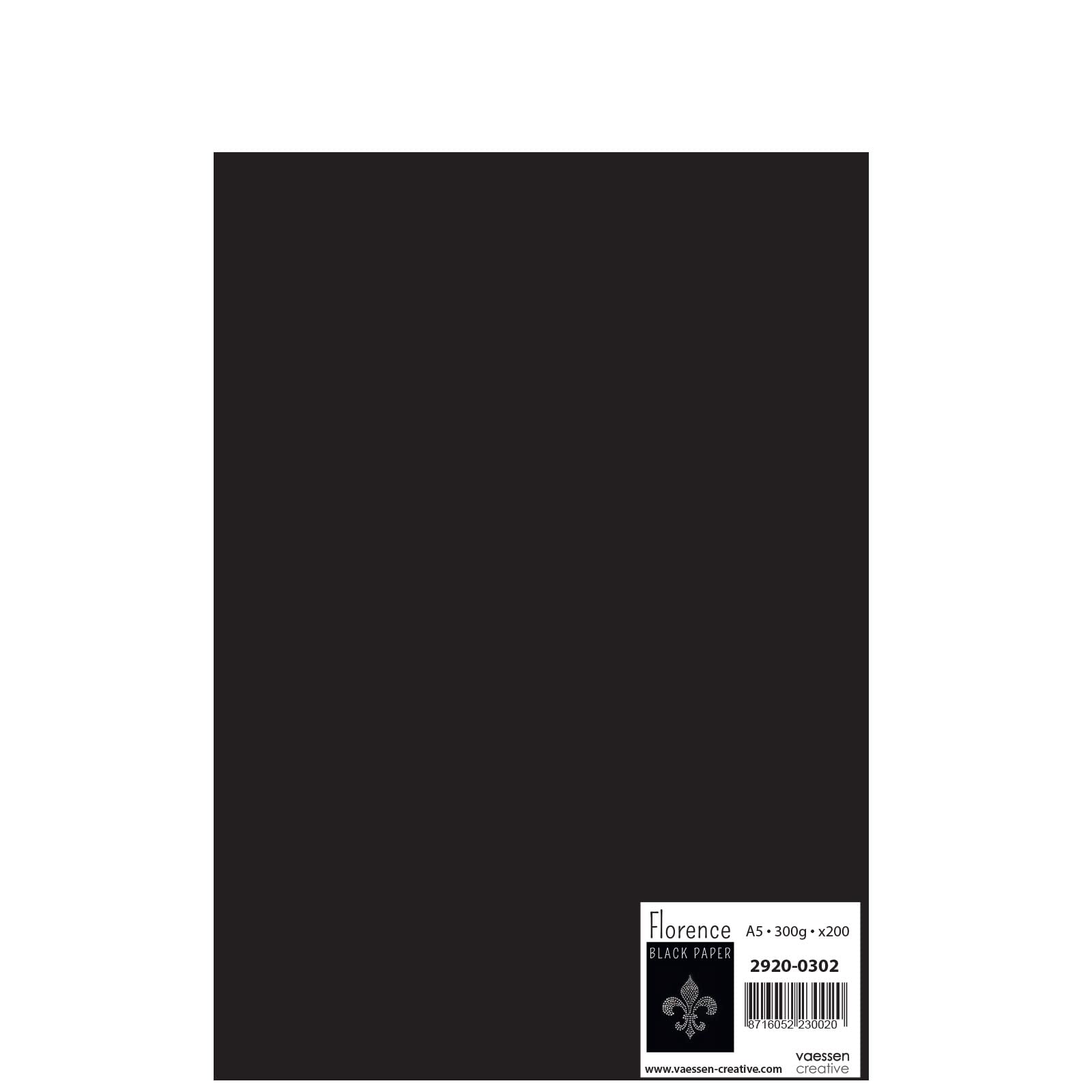 Florence Cardstock Smooth - Coloured Card Making Supplies A5 - Black - 200 Sheets - Coloured Paper for Scrapbooking, Card Making and Other Paper Crafts - 300 GSM