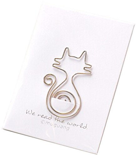 Taloyer 5pcs Silvery Metal Cat Shape Paper Clips Funny Bookmark Kawaii Korean Stationery Gifts - Thumbnail 3