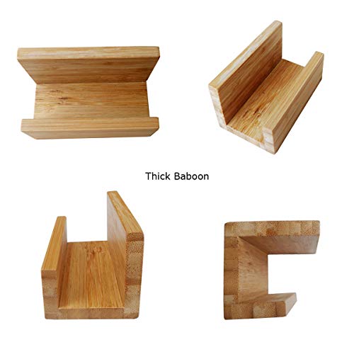 Enyuwlcm Bamboo Wood Desktop Business Card Holder Display for Desk Sturdy Business Card Stand for Office Tabletop Counter Organizer 2 Pack