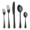 Mat Zwart Zilveren Bestekset, Zwarte Afwerking, 20 Delige Roestvrij Staal, Platte Set, Keukengerei Set Voor 4, Servies…