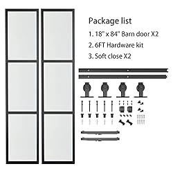JUBEST 36in x 84in Double Barn Door with Hardware