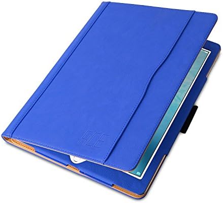 ACE-ACCESSORIES Original Luxury Tan Leather Flip Case for iPad Pro 12.9" in Blue with Auto Sleep and Pen Holder
