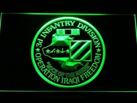 DiMike US Army 3rd Infantry Division Operation Iraqi Freedom LED Neon Sign (Green)