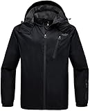 Wantdo Men's Mountain Windproof Rain Jacket Breathable Hooded Windbreaker Outdoor Lightweight Raincoat for Camping Hiking