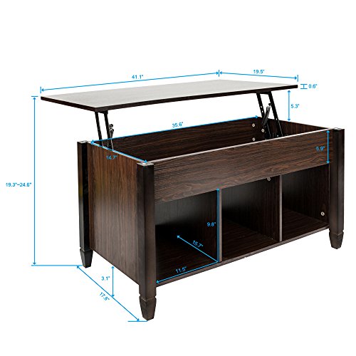 Mecor Lift Top Coffee Table with Hidden Compartment and Storage Shelf