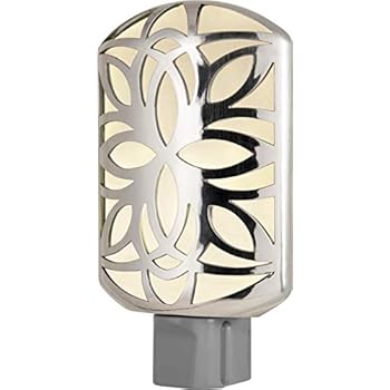 GE Decorative LED Night Light, Plug-in, Dusk to Dawn, Soft White, UL-Listed, Ideal for Living Room, Bedroom, Nursery, Kitchen, Bathroom, Brushed Nickel, 11314, Silver