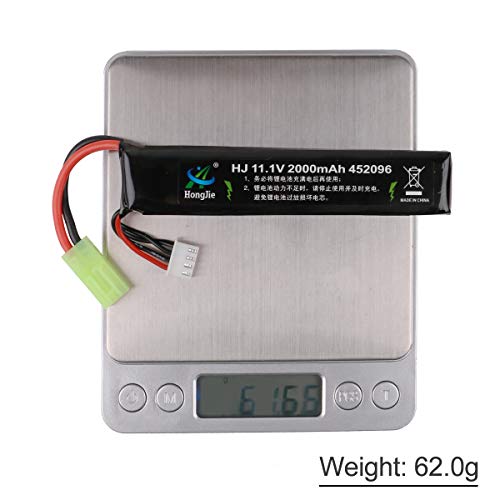 11.1V Airsoft Battery 2000mAh 30C Rechargeable Hobby LiPo Battery with Mini Tamiya Connector for Airsoft Guns Airsoft Rifle
