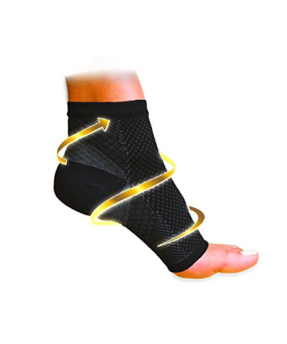 Foot Angel FALW-MC24/6 Anti-Fatigue Compression Foot Sleeve for Plantar Fasciitis Relief, Large/X-Large, Black, L-XL