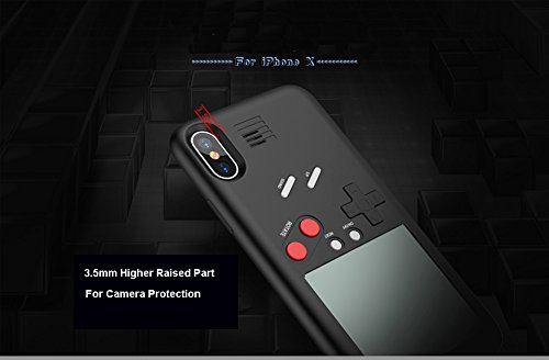Game Phone Case Games Built in For iPhone X,Julyfox Ultra Slim Protective Phone Case 3D With Screen Tetris Games System For X Drop-Proof Bump-Proof Scratch-Proof Black