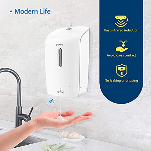 SVAVO Automatic Soap Dispenser Wall Mounted Hand Sanitizer Dispenser 33.8oz/1000ml Touchless Liquid Soap Dispenser Sensor Soap Dispenser Pump for Bathroom Kitchen Commercial