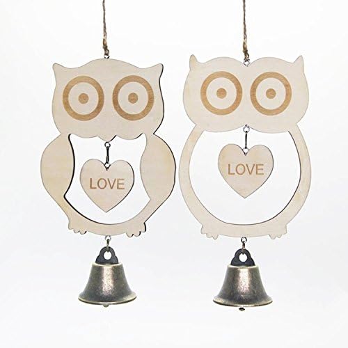 2pcs Wooden Owl Small Bells Hang Christmas Diy Tree Hanging Santa Christmas Tree Decoration