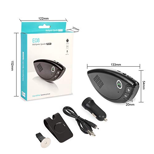 Car Bluetooth Speakerphone, SLOPEHILL Handsfree Speaker with Wireless Control/Sun Visor Car Kit Automatic Cellphone Connection for Safe Drive Talking