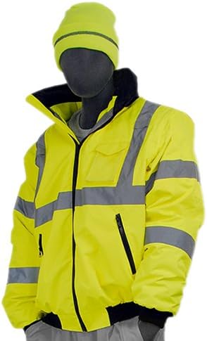 Majestic Glove 75-1301/TL Bomber Jacket, Lined, Hi-Vis, Class 3, Large/Tall, Yellow