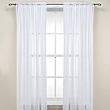 LuxuryDiscounts 2 Piece Solid Elegant Sheer Curtains Fully Stitched Panels Window Treatment Drape (54