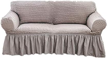 Encounter G Skirt Style Sofa Cover European Style Elegant Pleated Lace Simple Style Elastic Sofa Cover 2-3 Seat Armrest Sofa Cover Retractable Furniture Cover (70-300 cm),Gray,M