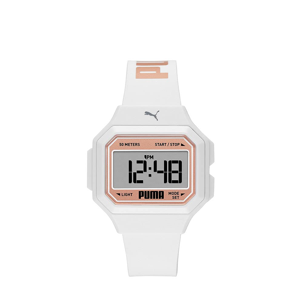 PUMA Watch for Women Mini Remix, Digital movement, 35mm White Polycarbonate case with a Polyurethane strap, P1056