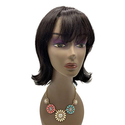 NEWNESS Human Hair Wigs Front Lace Short Bob Cut Style Virgin Unprocessed Brazilian for Black Women with Bangs 14