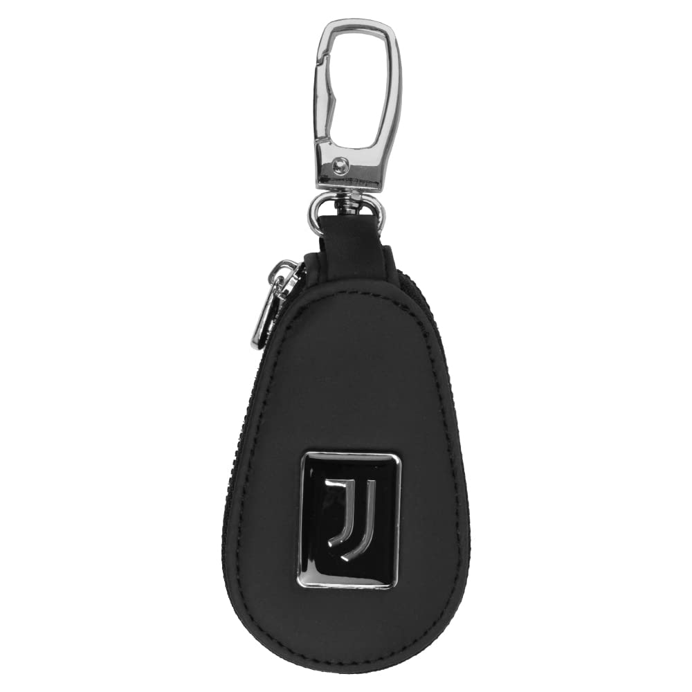Juventus Leather Keyring in Box with Zip Remote Control Compartment or Key, with Logo Icon, Official Product 131842