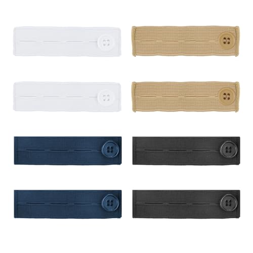 Photo 1 of 8 PCS Elastic Pants Waist Extenders, Adjustable Button Extender for Pants, Waistband Extender for Men and Women, Suitable for Jeans Pants Women and Men Jeans Dress (4 Colours)
