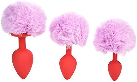 guobin T-Shirt 3 Pcs Rabbit Tail Anal Plug with Pompon Birth Stone Butt-Anal-Play Sex for Couples for Gay for Honeymoon QQ-428