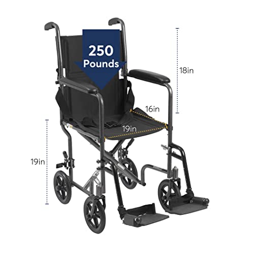 Drive Medical TR39ESV Lightweight Folding Transport Wheelchair With