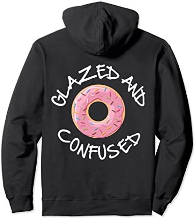 Unisex Donut Glazed and Confused Hoodie - Funny Doughnut Hoodie 2XL Black