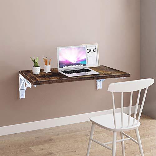 Folding Shelf Brackets-Wall Mounted - Folding Hinge Wall Mounted, Folding Brackets-Triangle Brackets for Table Work Bench, Rustic Wood Wall Shelves Set for Bedroom, Living Room, Kitchen