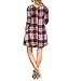 Yobecho Womens Plaid Stripe Swing Tunic Dress Casual Loose 3/4 Sleeve T-shirt Dress with Pockets