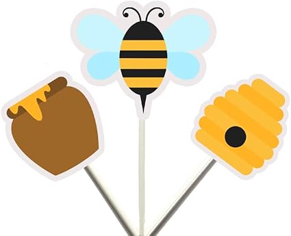 Amazon Com 12 Count Bee Hive Honey Bumble Bee Cupcake Toppers