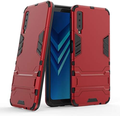 Galaxy A7 2018 Case, EVERGREENBUYING [Heavy Duty] Hybrid 3 in 1 Rugged Tough Armor Cover Hard Dual Layer with Stand Feature Protective Case for Samsung Galaxy A7 2018 6.0" - Red