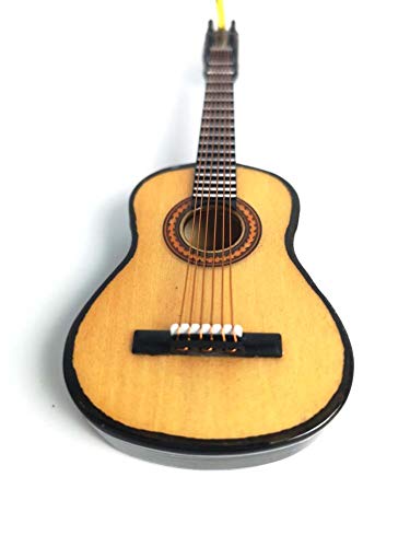 Alano Wooden Maple Mini Ornaments Guitar Musical Instrument Miniature Holiday Dollhouse Model Home Decoration (15cm Guitar) - Thumbnail 3