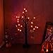 EAMBRITE 2FT Black Glitter Spooky Tree Light with 24 LED Orange Lights and 8 Pcs Pumpkin Accessories for Halloween Decoration Battery Operated Indoor Decoration(UL Certified)
