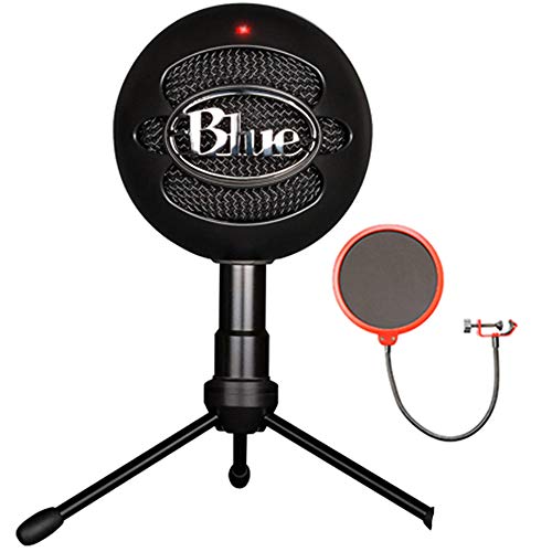 Blue Microphones Snowball iCE Versatile USB Microphone - Black (SNOWBALL iCE Black) with Universal Pop Filter Microphone Wind Screen with Mic Stand Clip