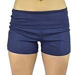 Belle Donne Women / Girls Activewear Fold Over Cotton Yoga Shorts For Gym Hot - Navy/Medium