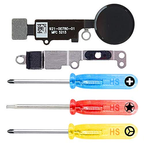 MMOBIEL Home Button Compatible with iPhone 7/7 Plus - Flex Cable Connector - Replacement - Incl. Screwdrivers - Black
