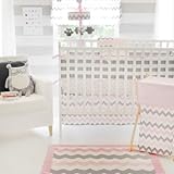 My Baby Sam Chevron Crib Bumper, Pink/Gray