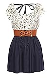 Zeagoo Women's Fashion High Waist Casual Dots Short Dress with Belt (Medium, Blue(FBA))