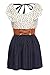 Zeagoo Women's Fashion High Waist Casual Dots Short Dress with Belt (Medium, Blue(FBA))