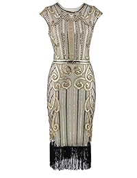 Vestido de cóctel Gatsby con lentejuelas de los años 20 para mujer con diadema
