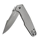 Kershaw Ferrite Pocket Knife (1557TI) 3.3" Stainless Steel Blade with Contoured Steel Handle, Titanium Carbo-Nitride Finish, SpeedSafe Assisted Opening, Frame Lock, Reversible Pocketclip; 4.2 OZ