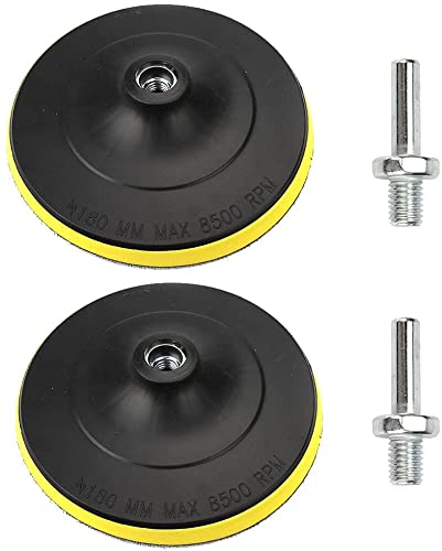 SI FANG 2 Pack 180mm Hook and Loop Backing Pads with M14 Thread Drill Adapter, 7 Inch Car Orbital Sander Polisher Backing Plate, Rotary Polishing Pad Buffer Attachment for Sanding Buffing (8500RPM)