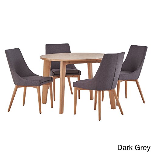 iNSPIRE Q Sasha Oak Angled Leg Round 5-piece Dining Set Modern Grey
