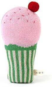 Baby Rattle - Cupcake, soft knitted newborn toy