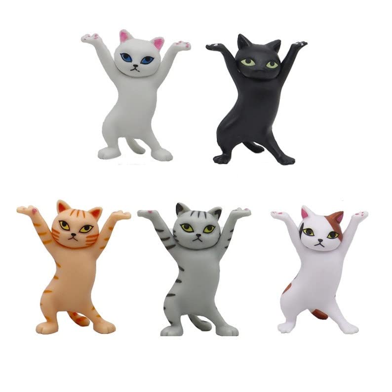 LZZEM Dancing Cats Pencil Holder Mobile Phone Holder Cat Pen Holder Set Cat Doll Stand Ornaments Cute Cat Figure Cat Earphone Holder Cat Gifts for Cat Lovers Home Decoration Ornaments