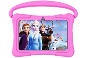 WXUNJA Kids Tablet, 7 inch Android Tablet for Kids, 32GB Toddler Tablet, Tablets for Kids with Bluetooth, GMS, WiFi, Parental Control, Dual Camera, Shockproof Case (Pink)