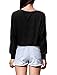 Allegra K Women Dolman Sleeves Mesh Panel Loose Top Black L
