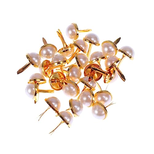 jojofuny 100Pcs Pearl Brads Fasteners for Scrapbooking DIY Crafts Decorative Metal Embellishments for Christmas Decoration and Cardmaking