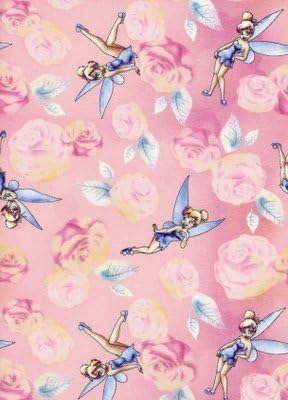 TINKERBELL FABRIC - 0.5 Metre - Tinkerbell Fairy FABRIC - SC054 - by Springs Creative - 100% Cotton (Tinkerbell Pink SC054)